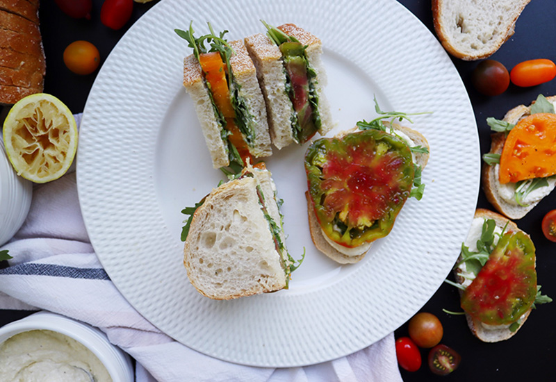 Heirloom Tomato Sandwich with Whipped Feta & Arugula