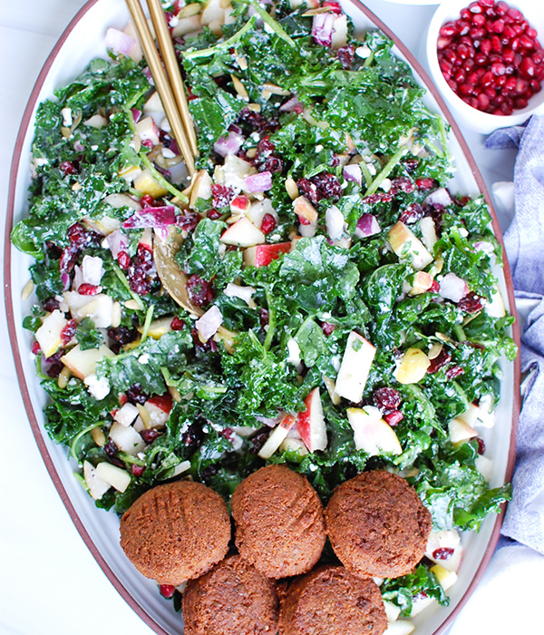 Pumpkin Falafel over an Apple Pear Salad