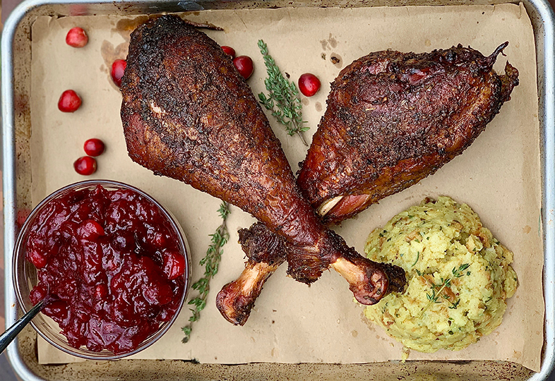 Cranberry Brined Turkey Legs