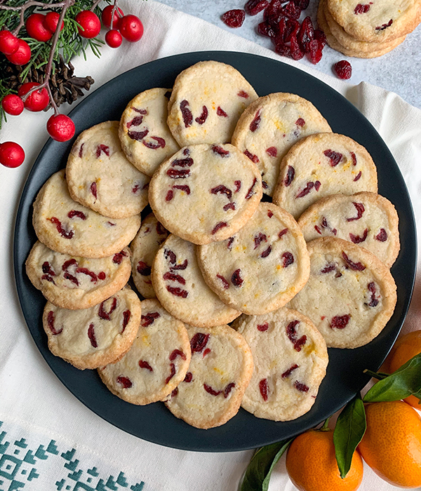 Cranberry Orange Shortbread Cookies