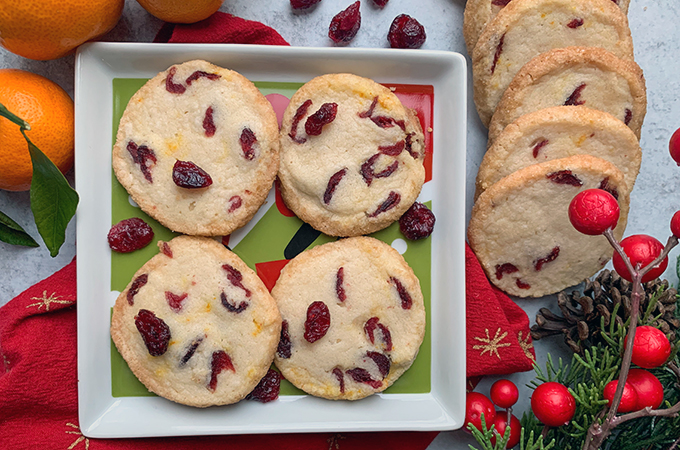 Cranberry Orange Shortbread Cookies