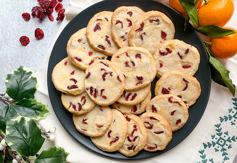 Cranberry Orange Shortbread Cookies