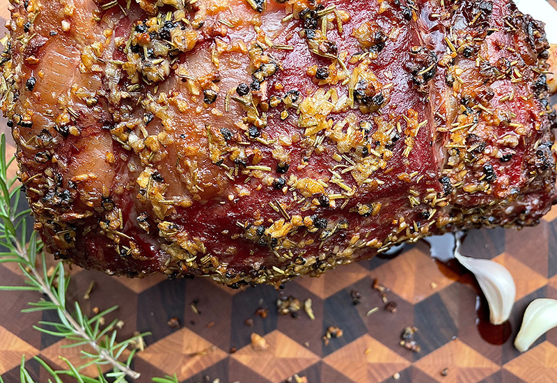 Garlic and Herb Crusted Prime Rib with a Grilled Lemon Honey Old Fashioned