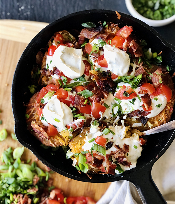 Loaded Smashed Skillet Potatoes