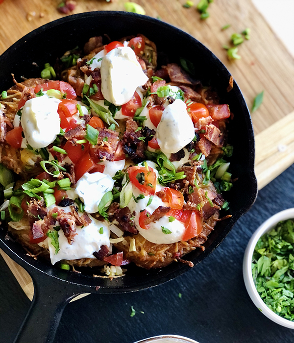 Loaded Smashed Skillet Potatoes