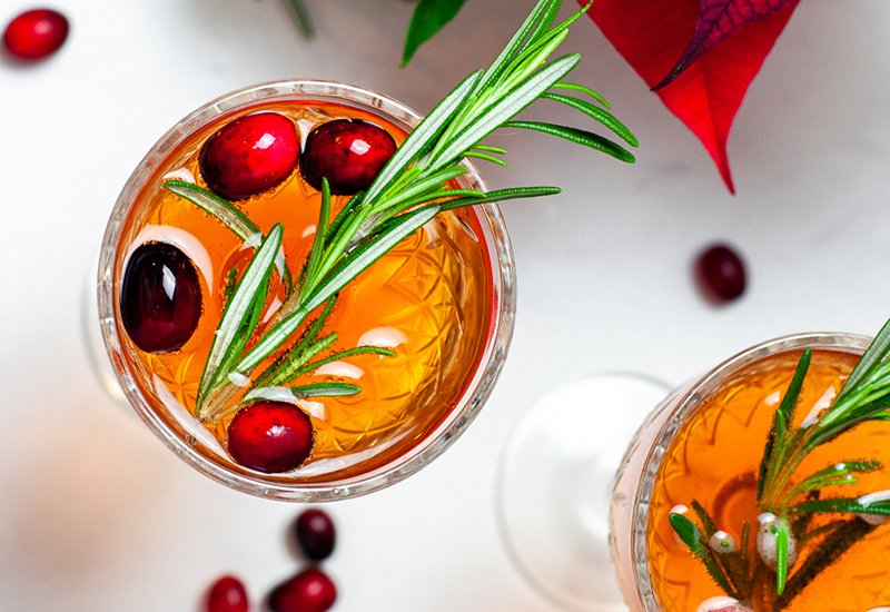 Champagne Cranberry Fizz Cocktail