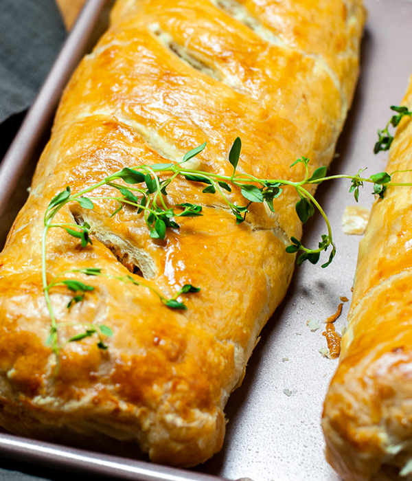 Pork and Sauerkraut Strudel with Au Jus