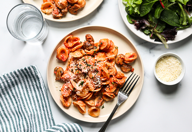 Orecchiette alla Rosa with Cremini Mushrooms