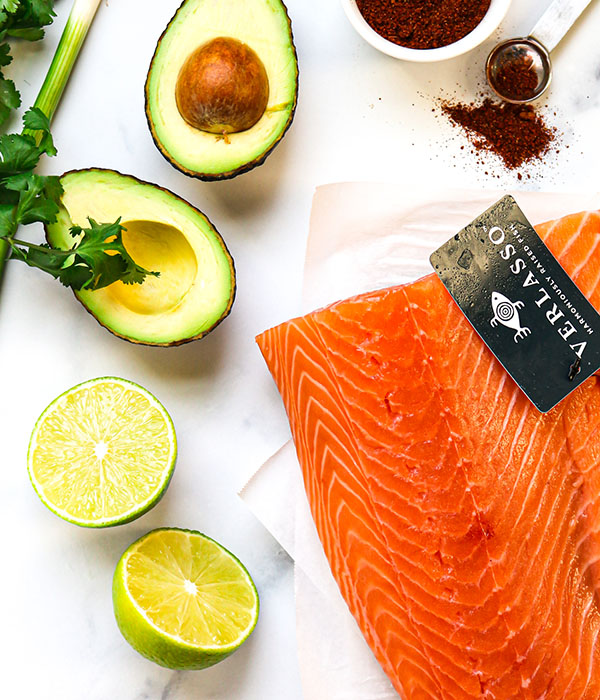 Blackened Chili Salmon with Avocado Crema