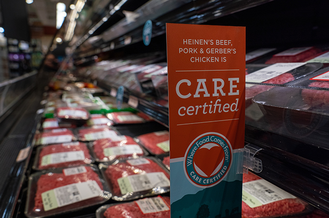 CARE Sign with Ground Beef