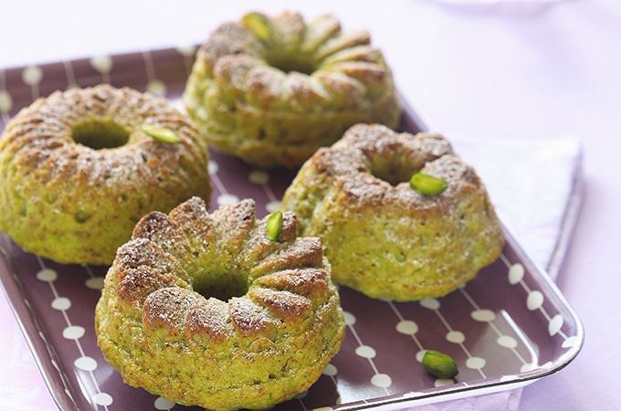 Mini Pistachio Pudding Bundt Cakes