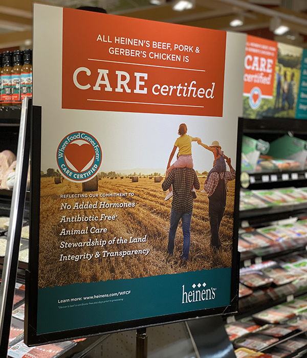 Where Food Comes From Meat Department CARE Sign