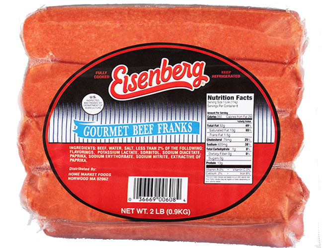 Eisenberg Beef Franks in Packaging