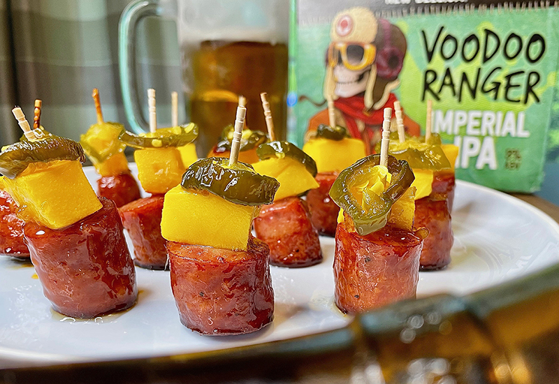 Voodoo Glazed Mango Sausage Bites