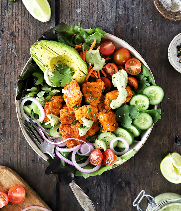Paleo Crispy Buffalo Chicken Salad