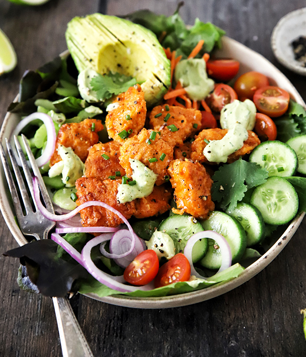 Paleo Crispy Buffalo Chicken Salad