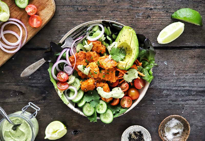 Paleo Crispy Buffalo Chicken Salad