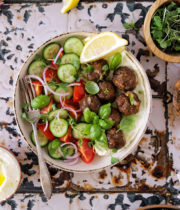 Meatball Salad with Whipped Ricotta