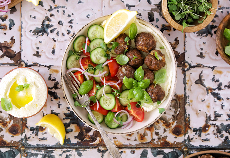 Meatball Salad with Whipped Ricotta