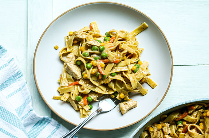 Chicken Pot Pie Noodle Skillet