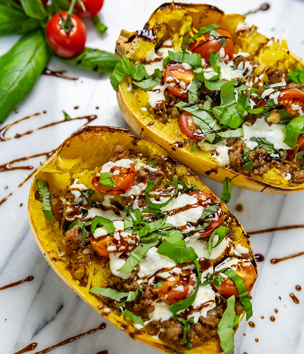Italian Caprese Stuffed Spaghetti Squash