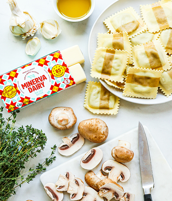 Mushroom Ravioli with Thyme Brown Butter