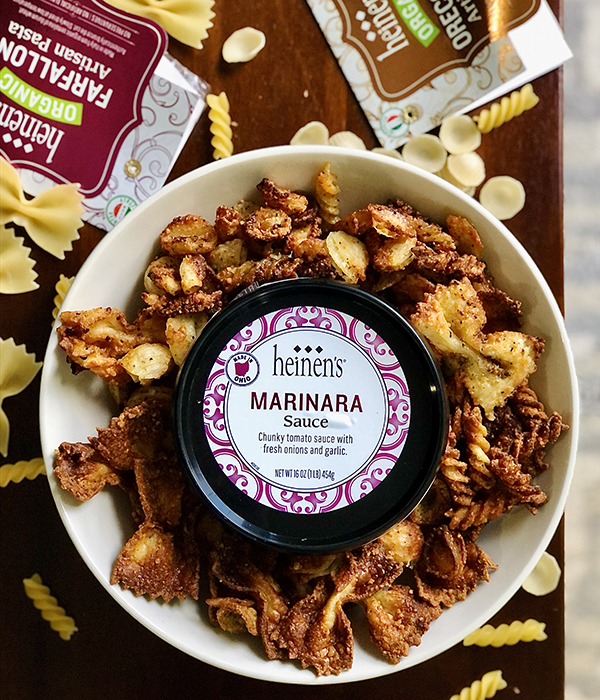 Pasta Chips with Heinen's Marinara 