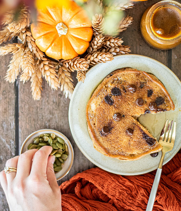 Pumpkin Chocolate Chip Pancakes