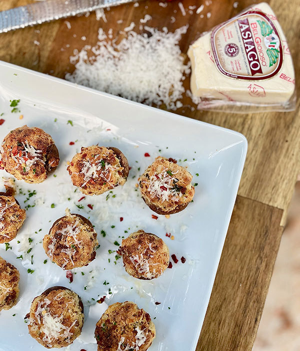 Sausage and Asiago-Stuffed Mushrooms