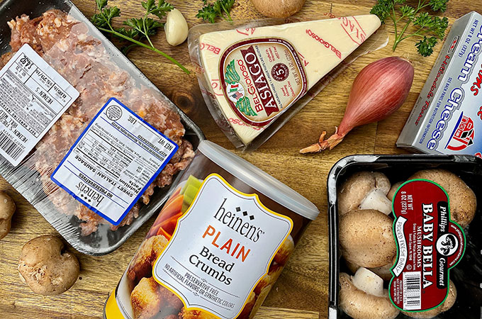 Sausage and Asiago-Stuffed Mushroom Ingredients