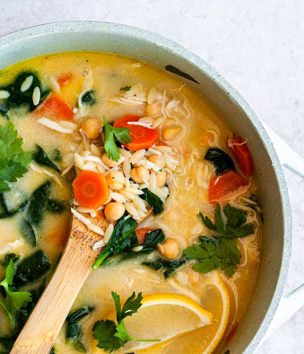 Lemon Chickpea Orzo Soup