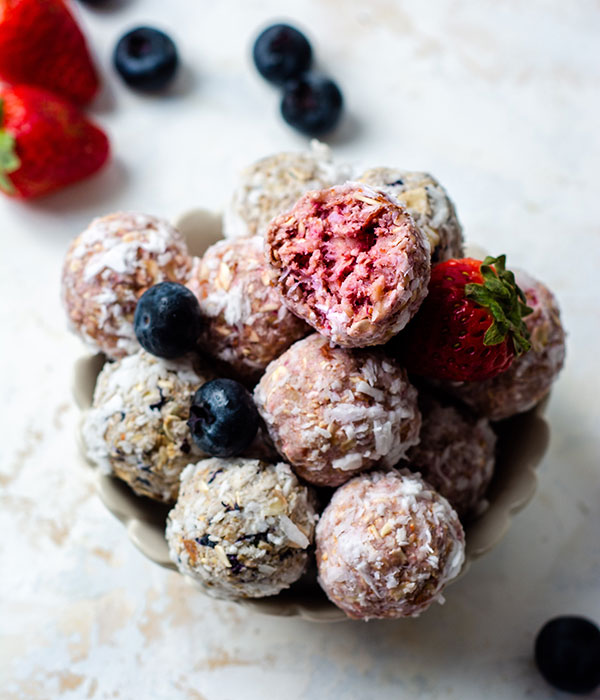 Strawberry and Blueberry Energy Bites