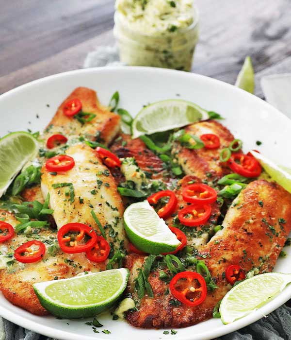 Tilapia with Jalapeño Honey Butter