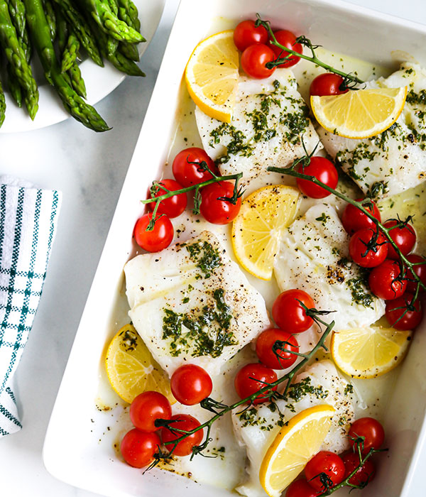 Baked Cod with Lemon and Herbs