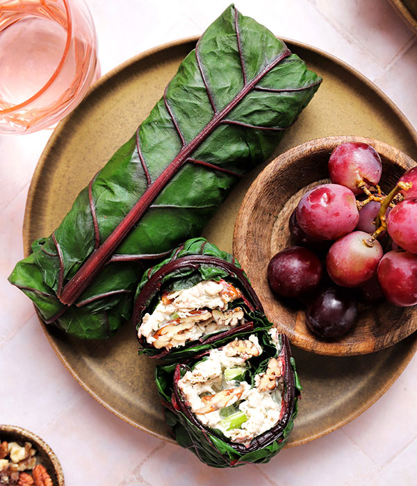 Paleo & Whole30 Red Chard Chicken Salad Wrap