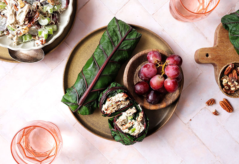 Paleo & Whole30 Red Chard Chicken Salad Wrap