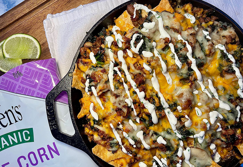 Loaded Mushroom & Kale Nachos