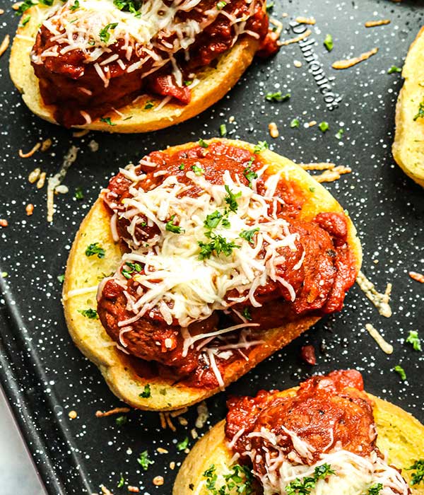 Open-Faced Meatball Sandwiches.