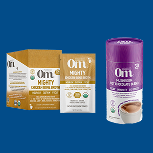 Om Mushrooms Bone Broth and Hot Chocolate Powders