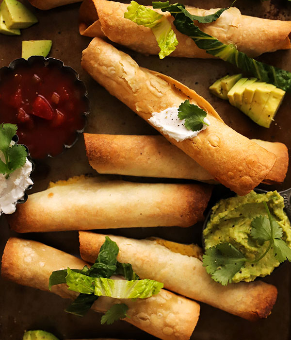 Vegan and Gluten Free Chickpea Taquitos with Avocado Dip