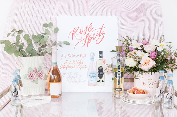 Mother's Day Brunch Rose Sprtiz Bar Cart