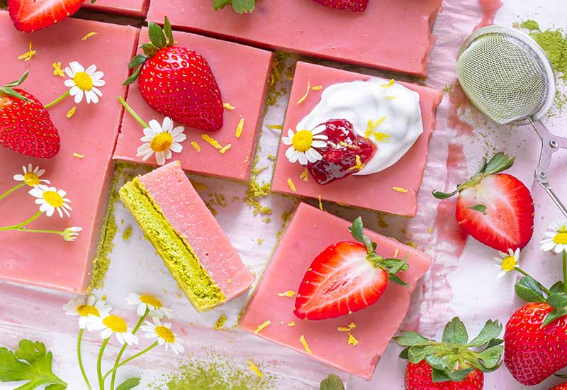 Strawberry Matcha Bars