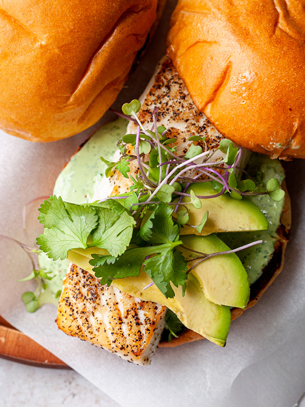 Green Goddess Halibut Burger