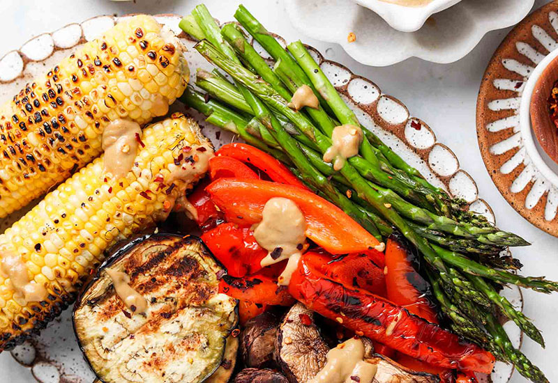 Grilled Vegetables with Tahini Dressing
