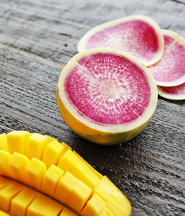 Champagne Mangoes and Watermelon Radishes