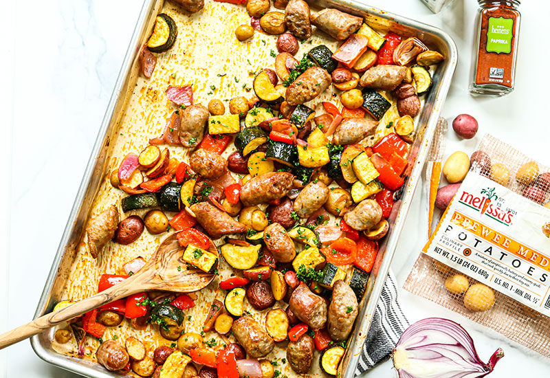 Sheet Pan Roasted Bratwurst and Vegetables