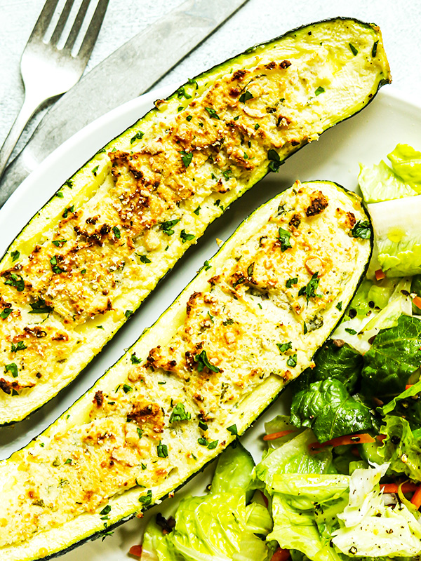 Ricotta Parm Stuffed Zucchini