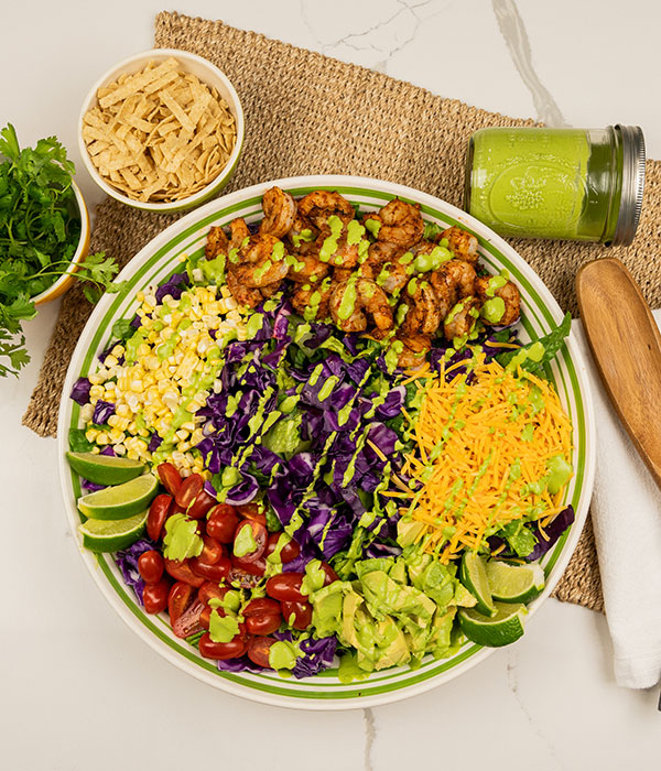 Shrimp Taco Salad with Herby Lime Dressing