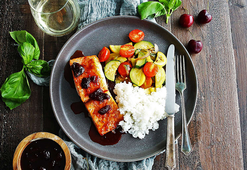 Salmon with Tart Cherry Sauce