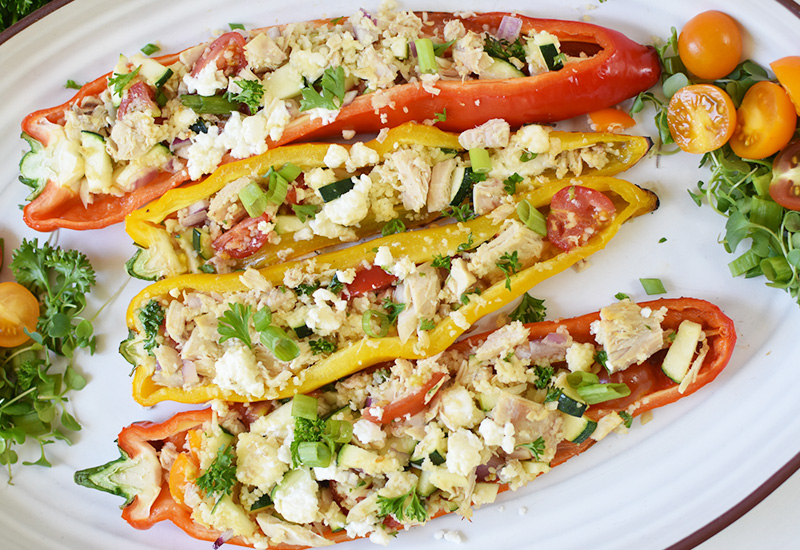Couscous Stuffed Grilled Long Sweet Peppers